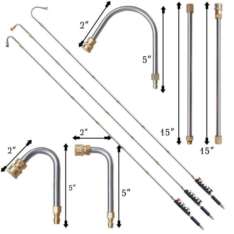 Gutter Cleaning Tool for Karcher Pressure Washers, Extension Wand Set with Washer Gun Rod, Roof Cleaner Lance and 5 Spray Nozzle Tips for Gutters, Eaves, Windows and Exterior Walls