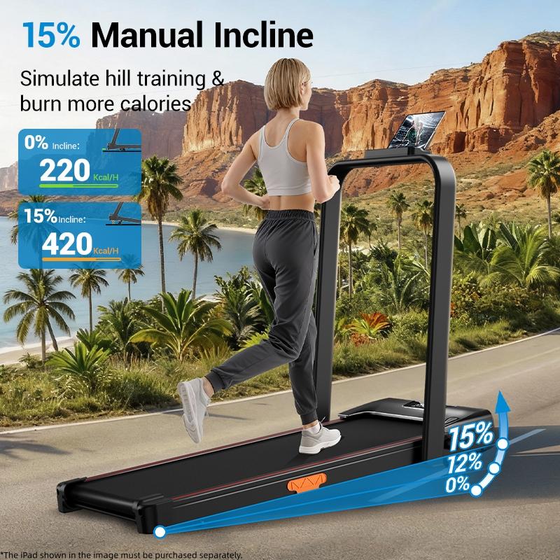 UMAY 2.5 HP Home Treadmill, Knee-Safe with Triple Cushioning, Inclined Walking Pad with App and Remote Control