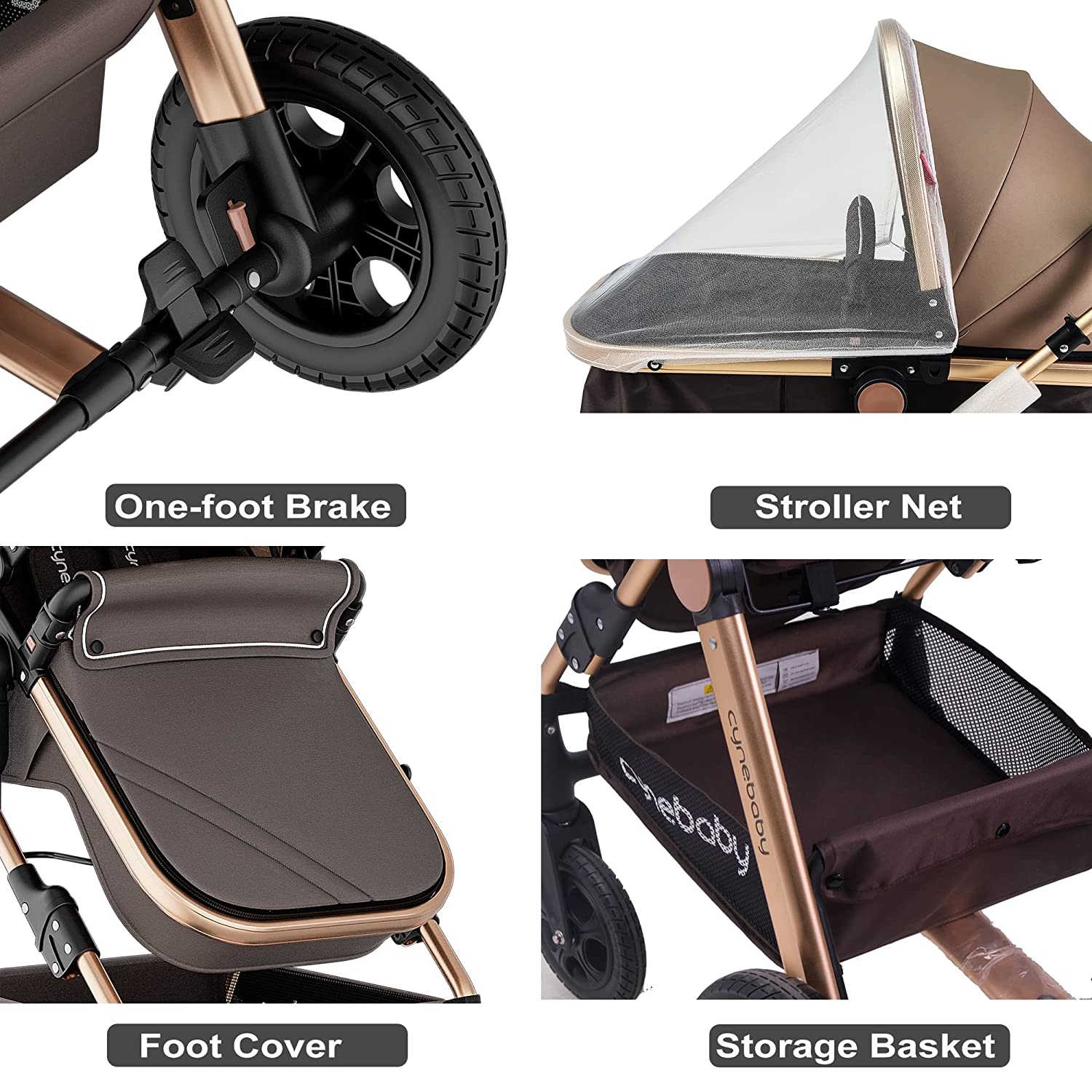 Luxury 2-In-1 Baby Infant Bassinet Stroller For All Terrain