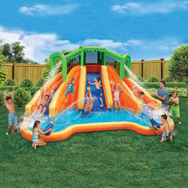Banzai Twin Falls Lagoon - 16 X 8 Foot Water Park w/ 2 Slides & Cannons