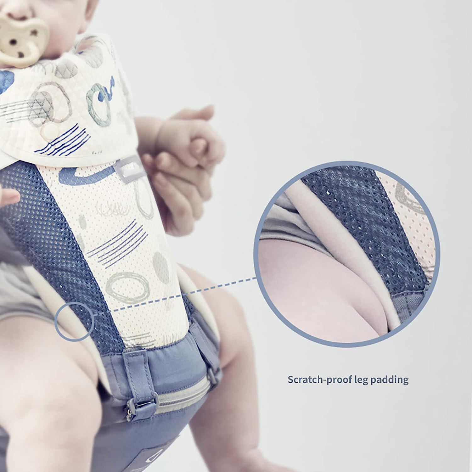 Baby Carrier Newborn to Toddler Baby Hip Carrier with Head Hood,Waist Extender & 3 Pieces Teething Pads (Grey)