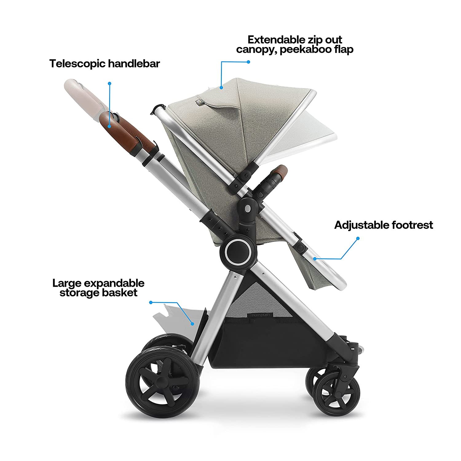 Baby Stroller with Removable Bassinet - Full-Size Baby Strollers for Comfortable Outings with Baby - Toddler Stroller with Reversible Stroller Seat - Smooth Glide Bassinet Stroller