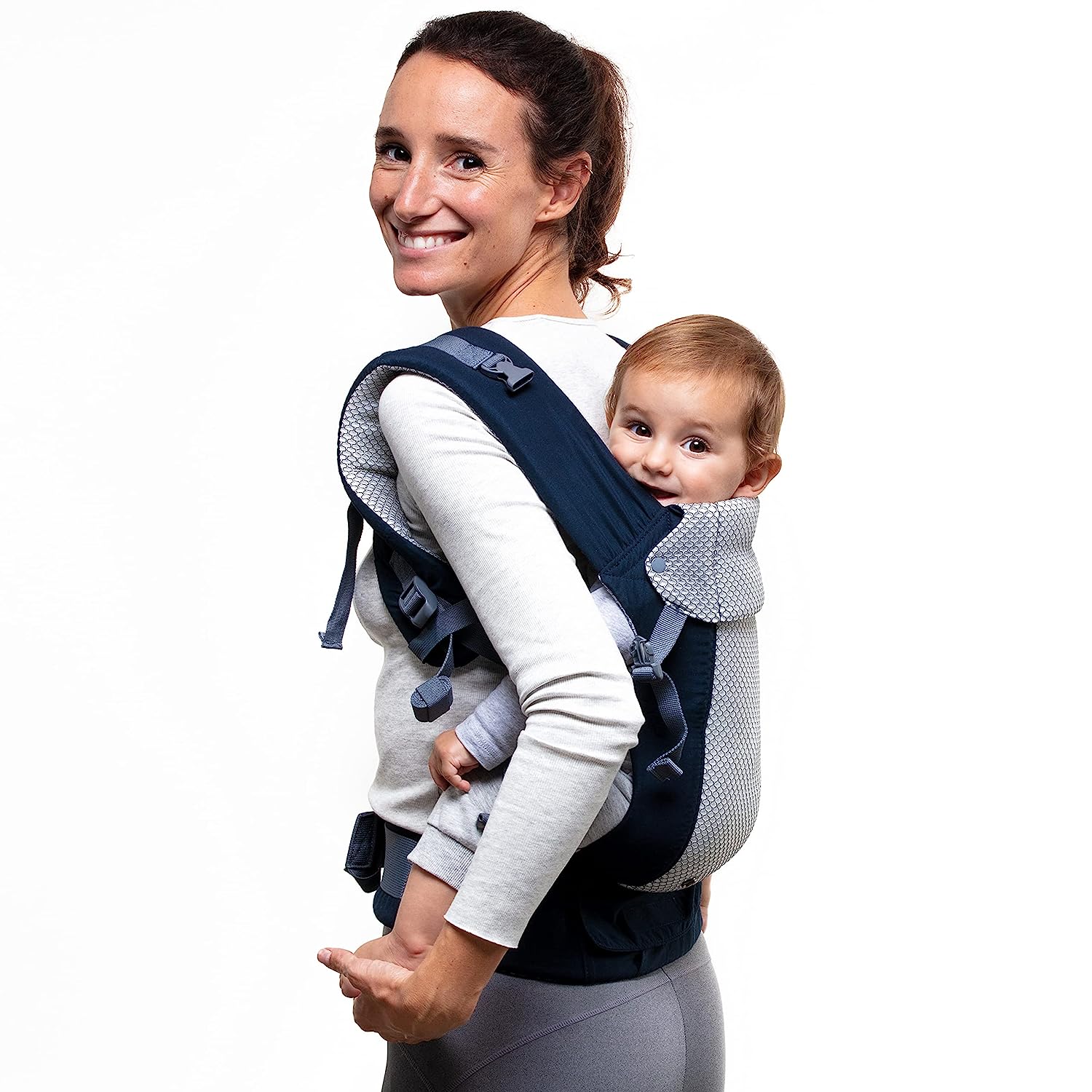 Baby Carrier Newborn to Toddler - All Positions Baby Body Carrier, Baby Carrier Backpack & Baby Front Carrier with Adjustable Seat, Ergonomic Baby Holder Carrier 7-35 lbs (Navy)
