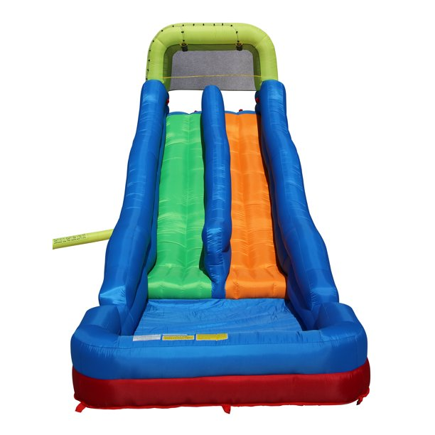 BANZAI Double Drop Raceway Large Inflatable Water Park Play Center - Dual Racing Water Slides & Climbing Wall - Outdoor Summer Fun For Kids & Families