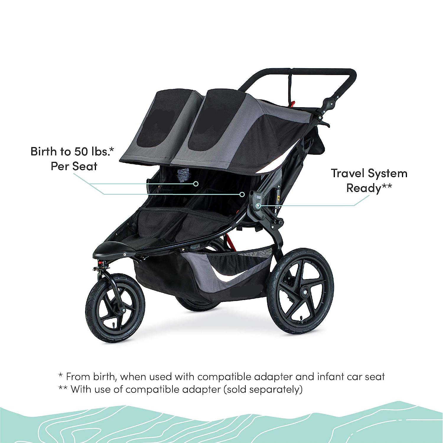 Gear Revolution Flex 3.0 Jogging Stroller, Lunar - Ultra-Reflective Accents