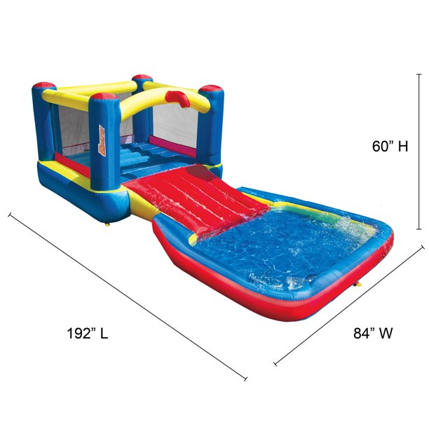 Banzai 2-in-1 Dry or Wet Inflatable Bouncer & Slide- for Kids Ages 5-12