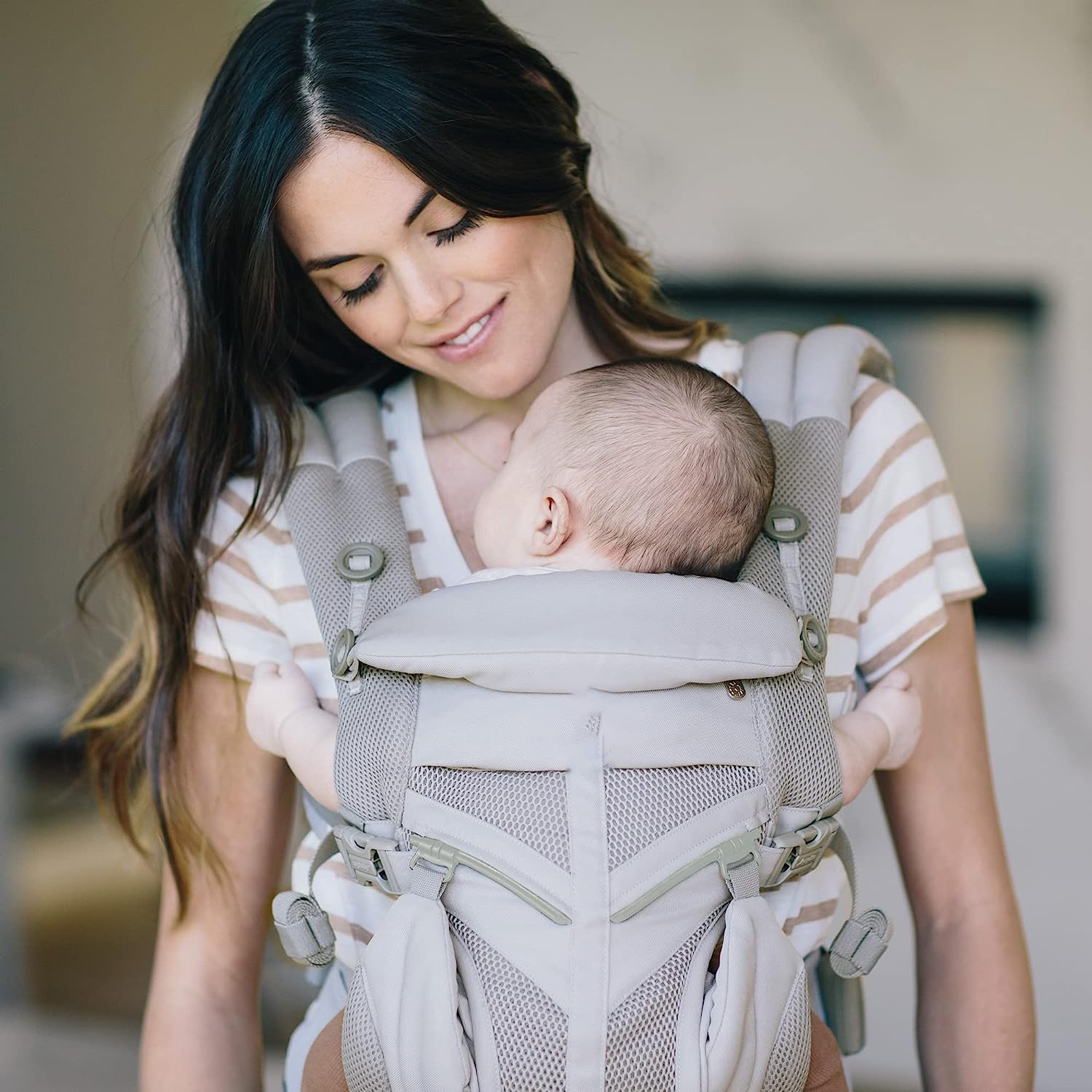 360 All-Position Baby Carrier for Newborn to Toddler with Lumbar Support & Cool Air Mesh (7-45 Lb), Pearl Grey
