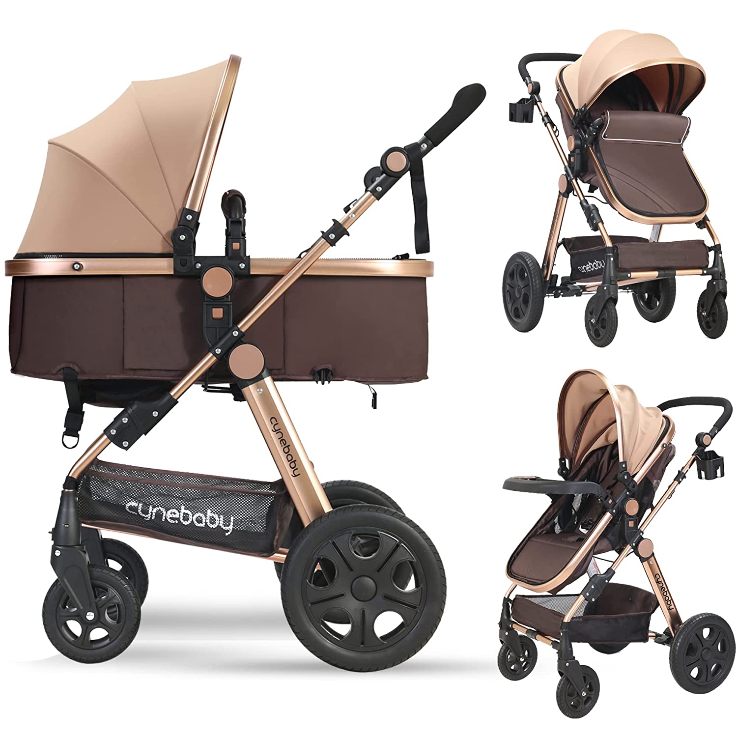 Luxury 2-In-1 Baby Infant Bassinet Stroller For All Terrain