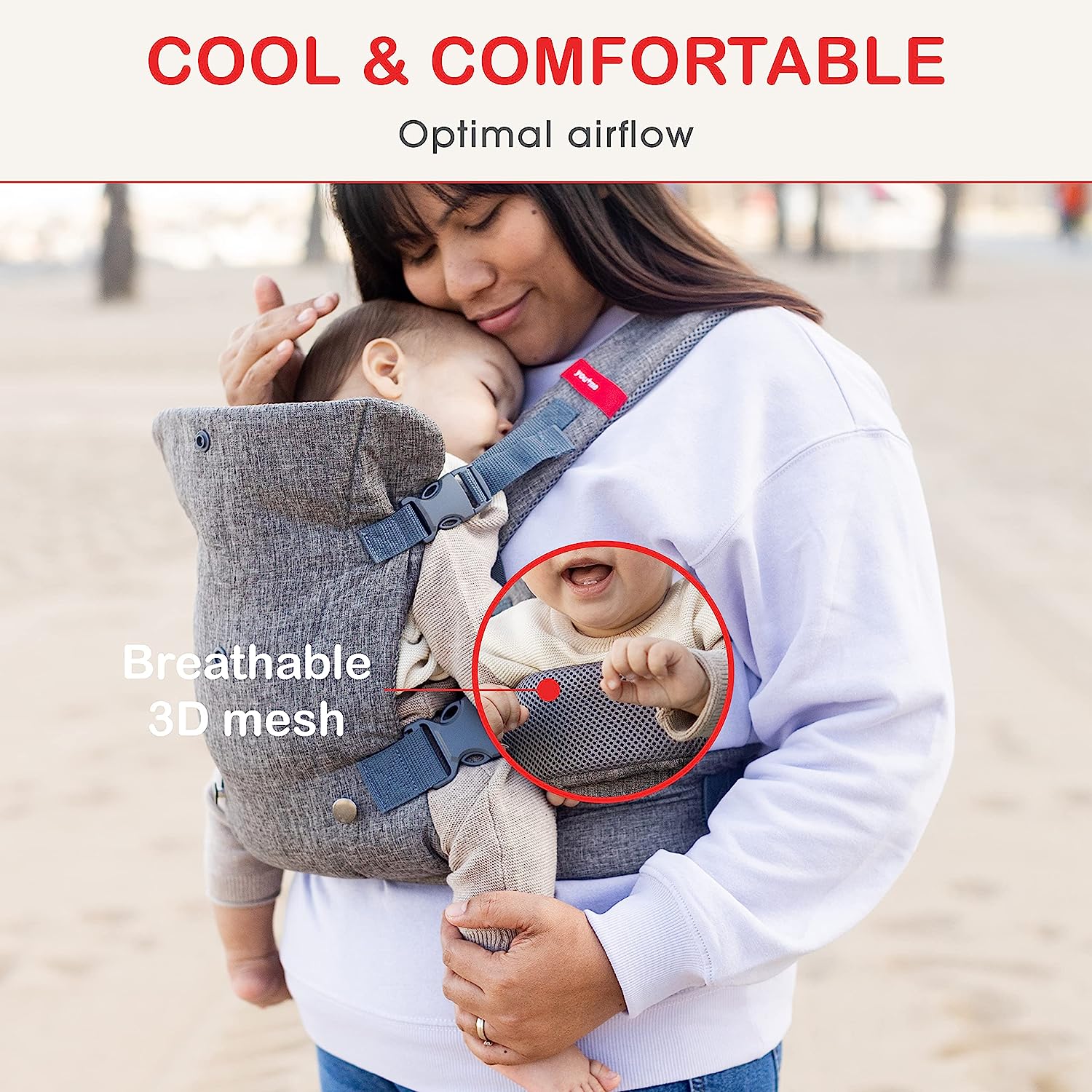 4-in-1 Baby Carrier Newborn to Toddler - All Positions Baby Chest Carrier - Front and Back Carry Baby Carriers - Includes 2-in-1 Bandana Bib - Baby Holder Carrier for 8-32 lbs (Grey Mesh)