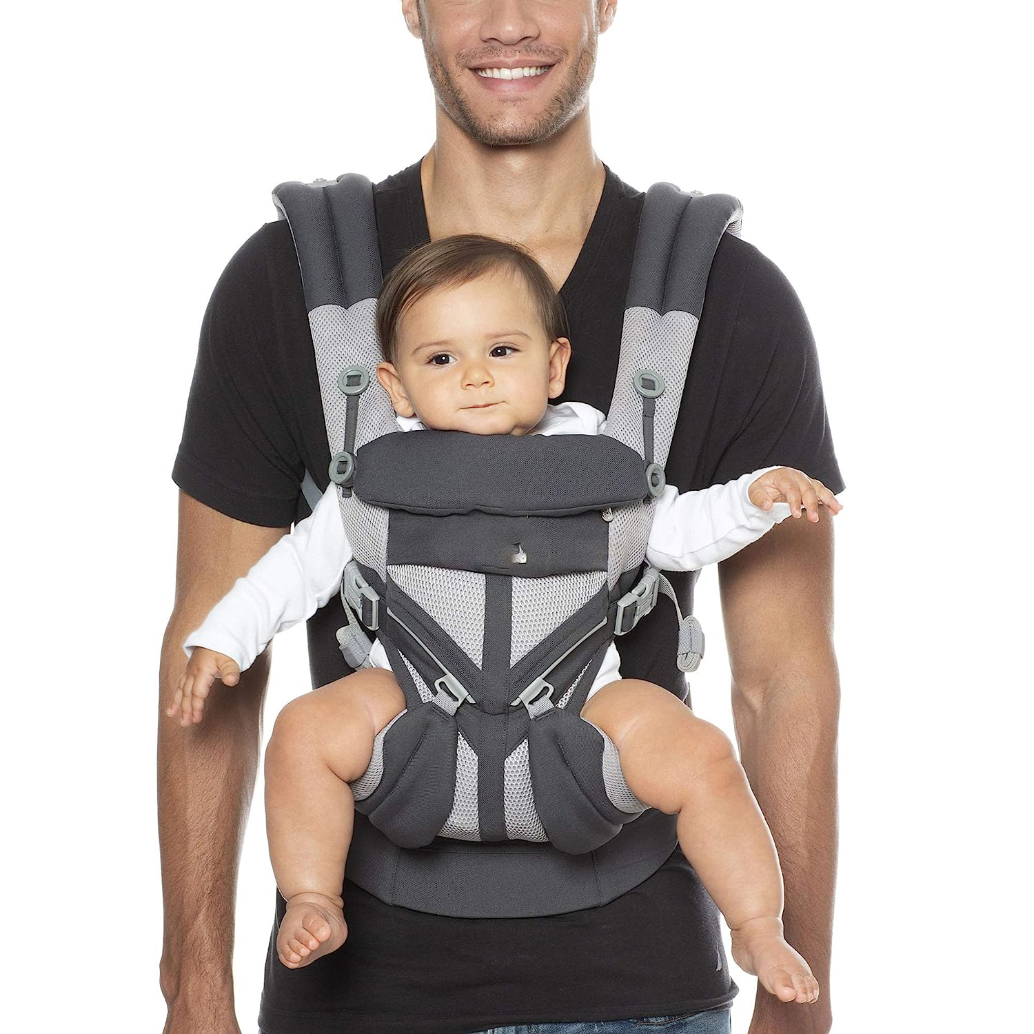 360 All-Position Baby Carrier for Newborn to Toddler with Lumbar Support & Cool Air Mesh (7-45 Lb), Pearl Grey