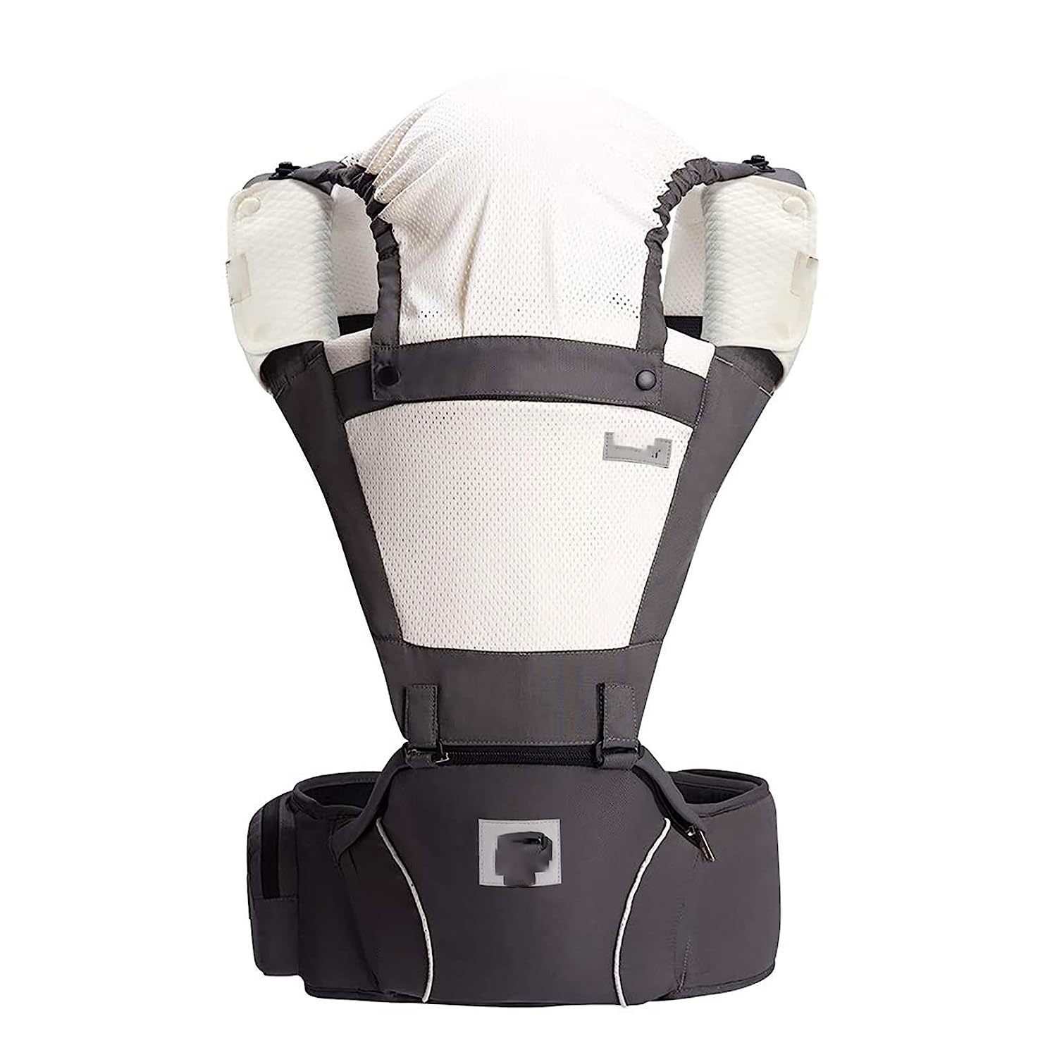 Baby Carrier Newborn to Toddler Baby Hip Carrier with Head Hood,Waist Extender & 3 Pieces Teething Pads (Grey)