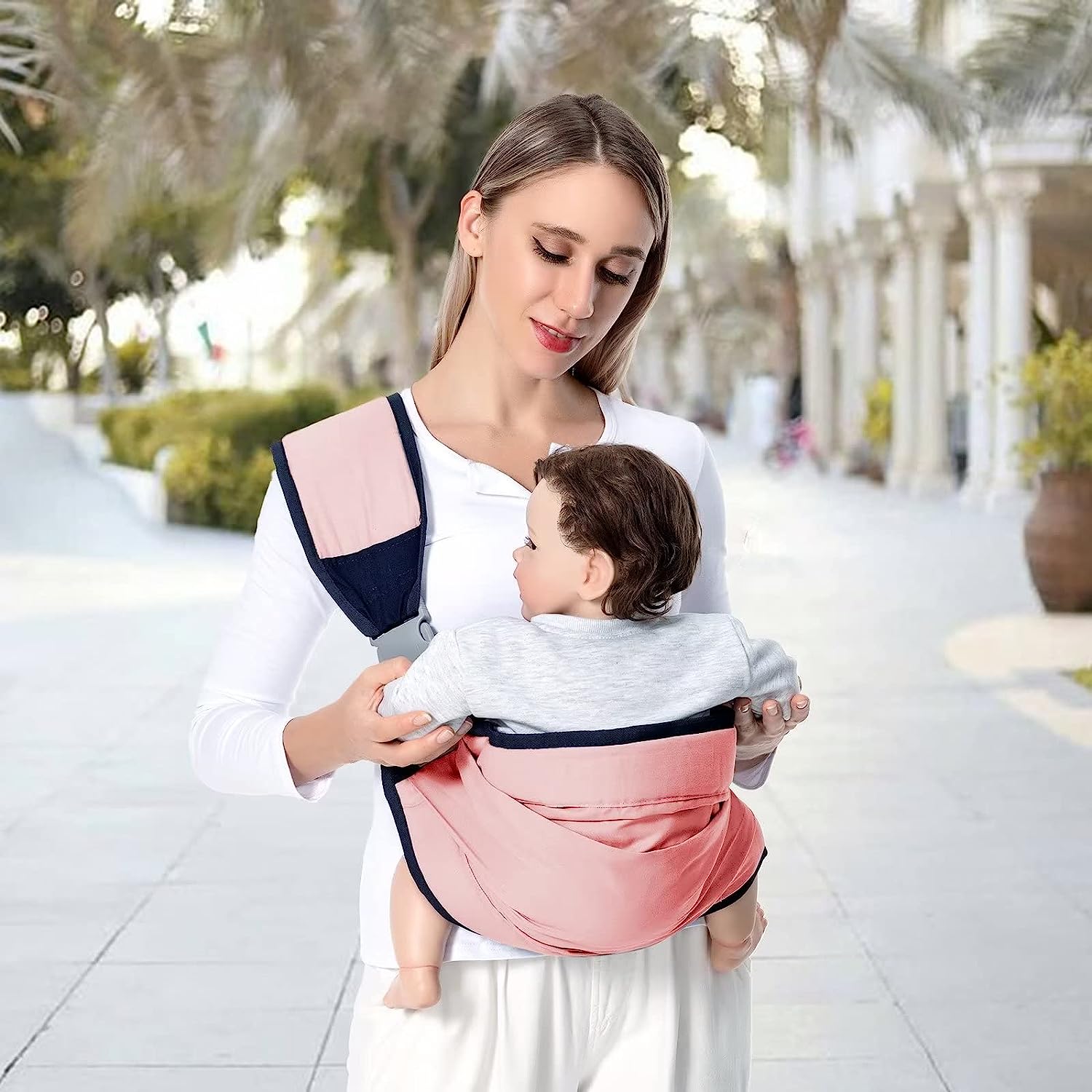 Baby Sling Carrier Newborn to Toddler, Lightweight Baby Carrier Sling, Baby Wrap Sling, Baby Hip Seat Carrier for Toddler Sling, Baby Holder Carrier, Nursing Sling, Carrying 7-45 lbs, Grey