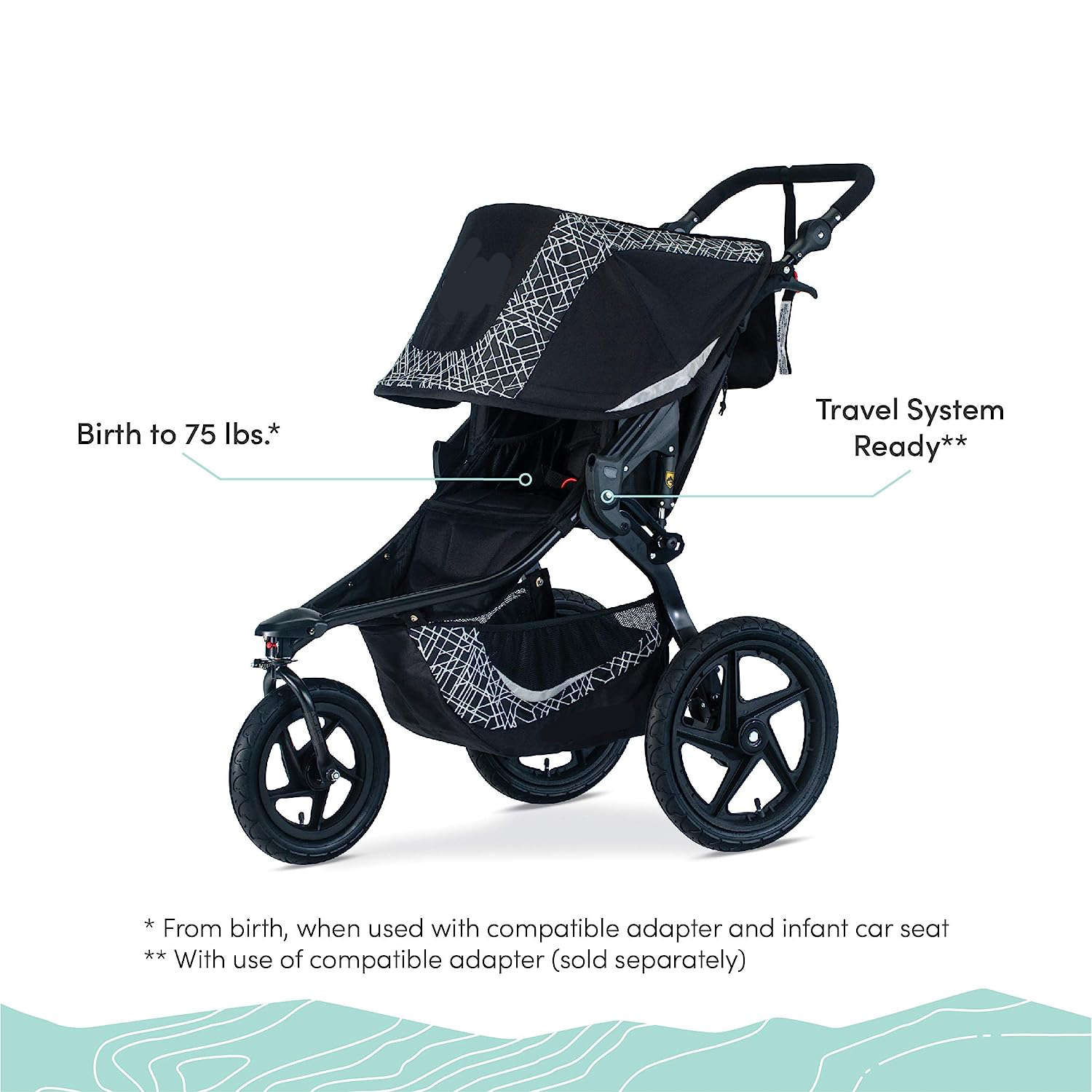 Gear Revolution Flex 3.0 Jogging Stroller, Lunar - Ultra-Reflective Accents