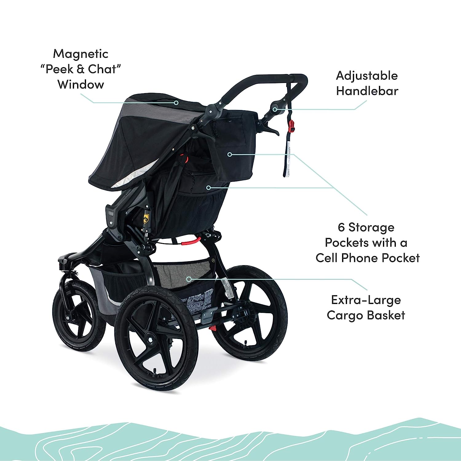 Gear Revolution Flex 3.0 Jogging Stroller, Lunar - Ultra-Reflective Accents