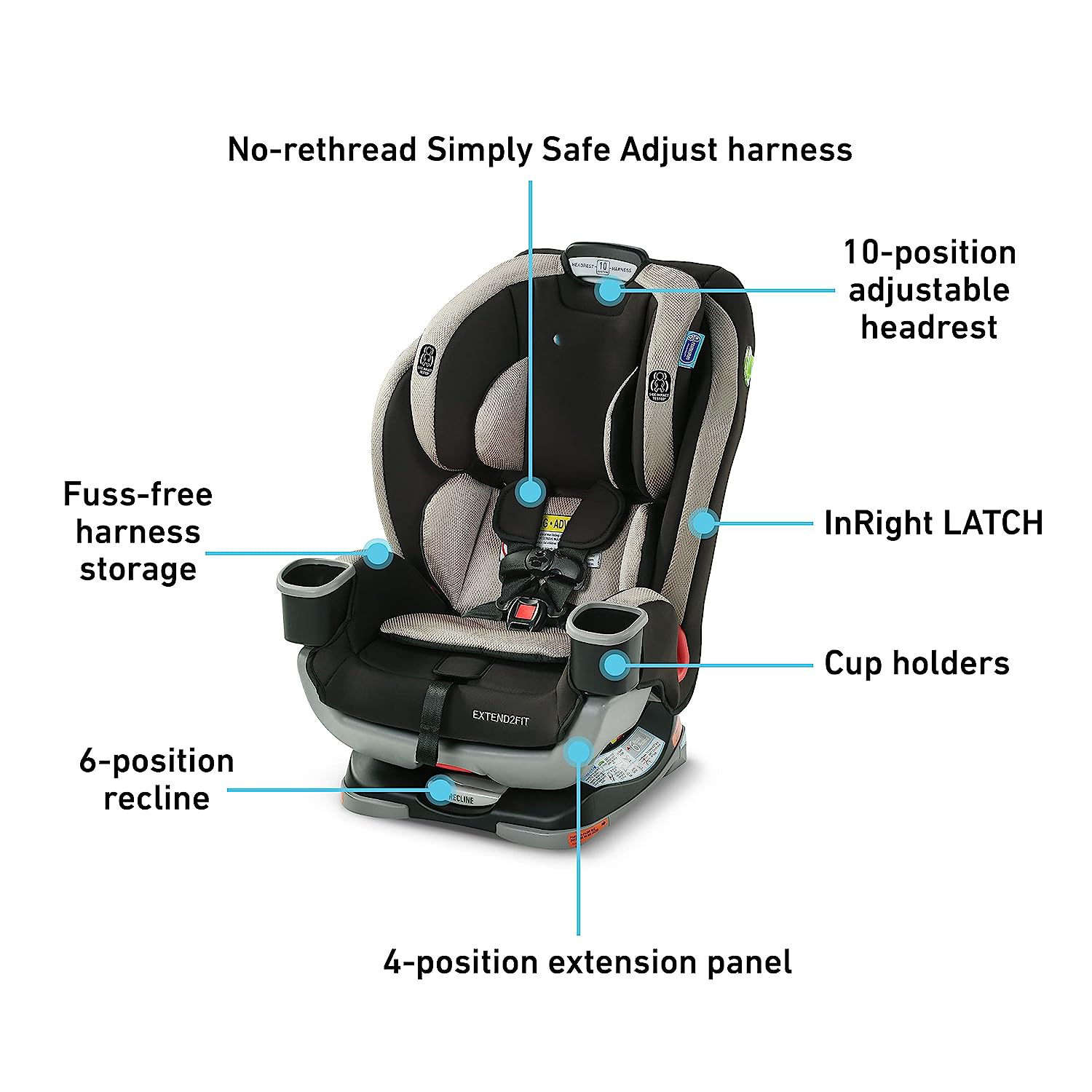 Extend2Fit Convertible Car Seat, Ride Rear Facing Longer with Extend2Fit, Gotham
