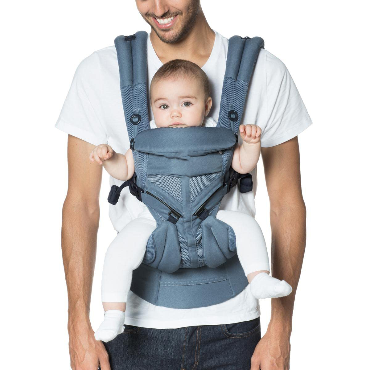 360 All-Position Baby Carrier for Newborn to Toddler with Lumbar Support & Cool Air Mesh (7-45 Lb), Pearl Grey