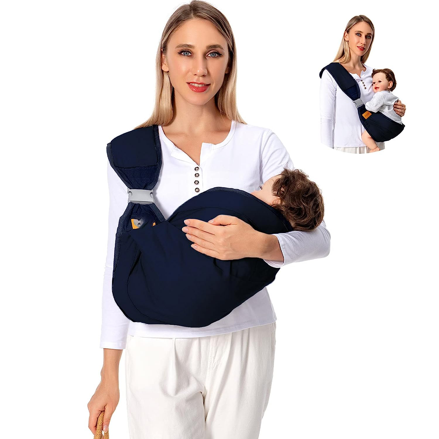 Baby Sling Carrier Newborn to Toddler, Lightweight Baby Carrier Sling, Baby Wrap Sling, Baby Hip Seat Carrier for Toddler Sling, Baby Holder Carrier, Nursing Sling, Carrying 7-45 lbs, Grey