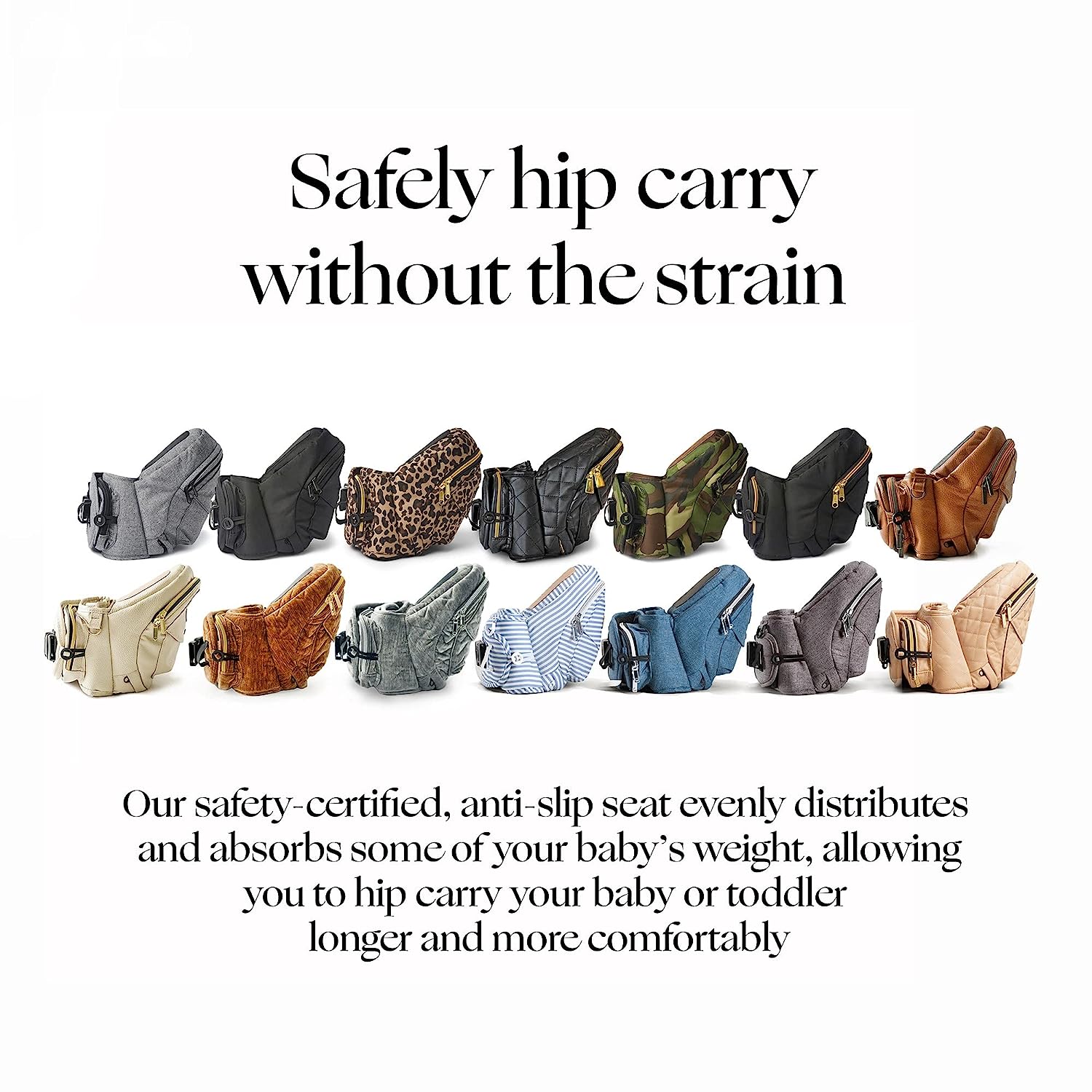 Safety-Certified Hip Seat Baby Carrier - Moms Choice Award Winner,  Ergonomic Carrier & Extenders for Newborns & Toddlers (Carrier, Grey)