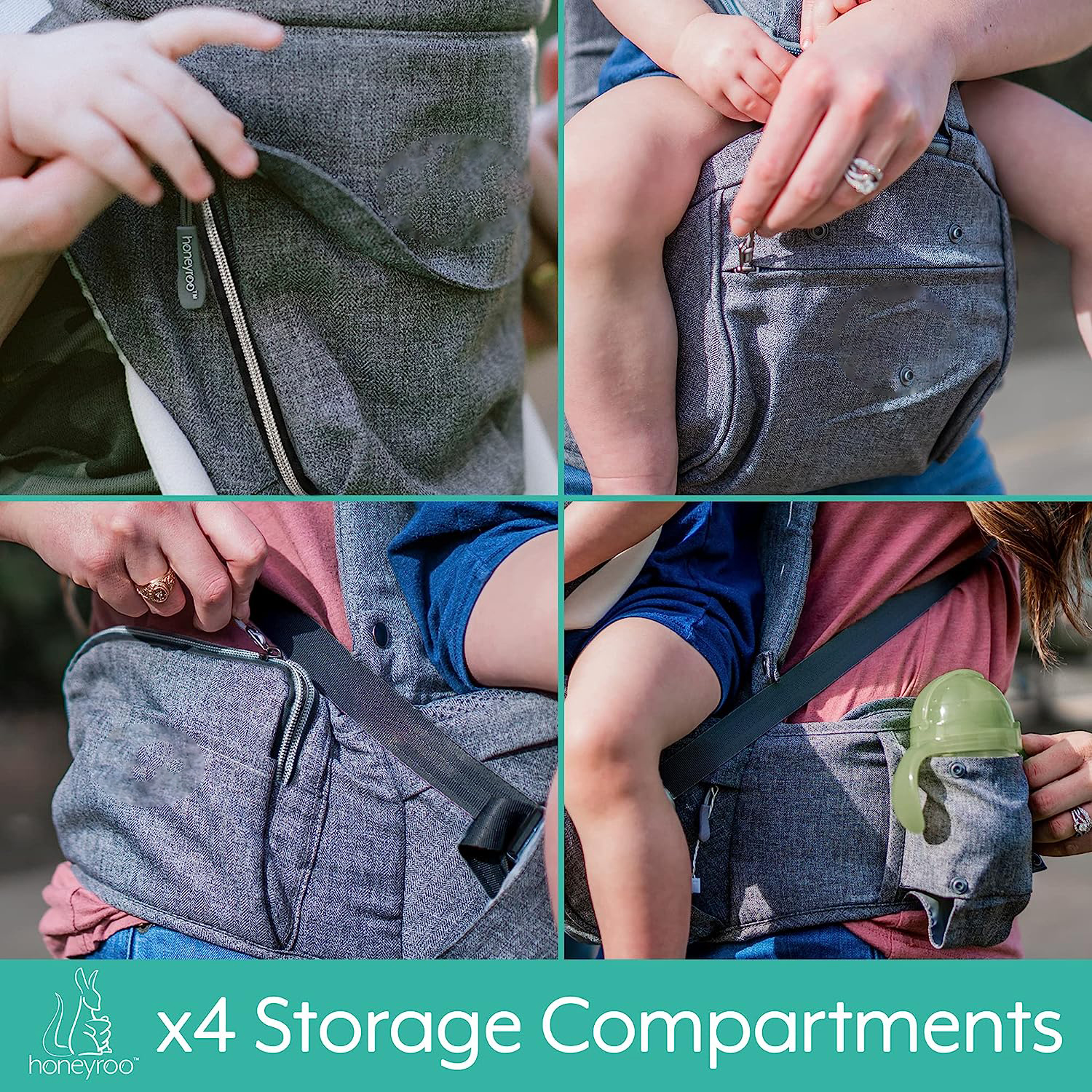 Baby Carrier, Joey Classic, Ergonomic 3D Hip Seat, New Magnetic Self Buckling Clips, Light Weight and Breathable - 6 in 1 Position Design, 3-36 Months, Front and Back Carry, Platinum Gray