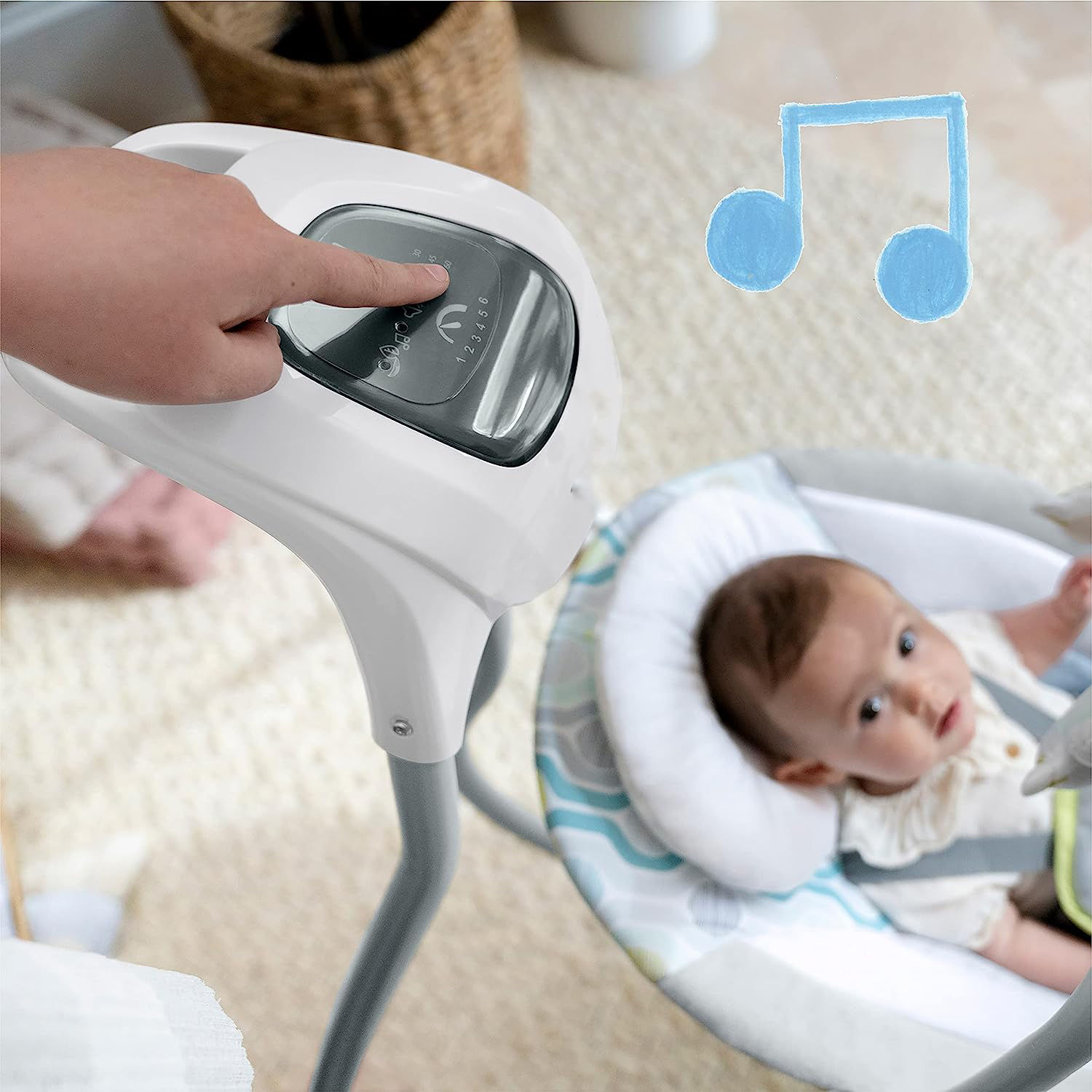 Lightweight Compact 6-Speed Multi-Direction Baby Swing, Vibrations & Nature Sounds, 0-9 Months 6-20 lbs (Pink Cassidy)