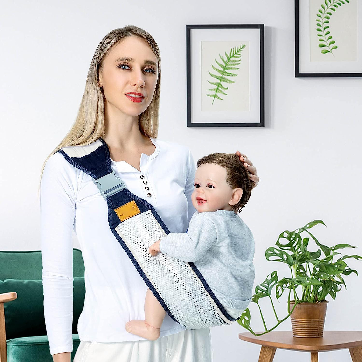 Baby Sling Carrier Newborn to Toddler, Lightweight Baby Carrier Sling, Baby Wrap Sling, Baby Hip Seat Carrier for Toddler Sling, Baby Holder Carrier, Nursing Sling, Carrying 7-45 lbs, Grey