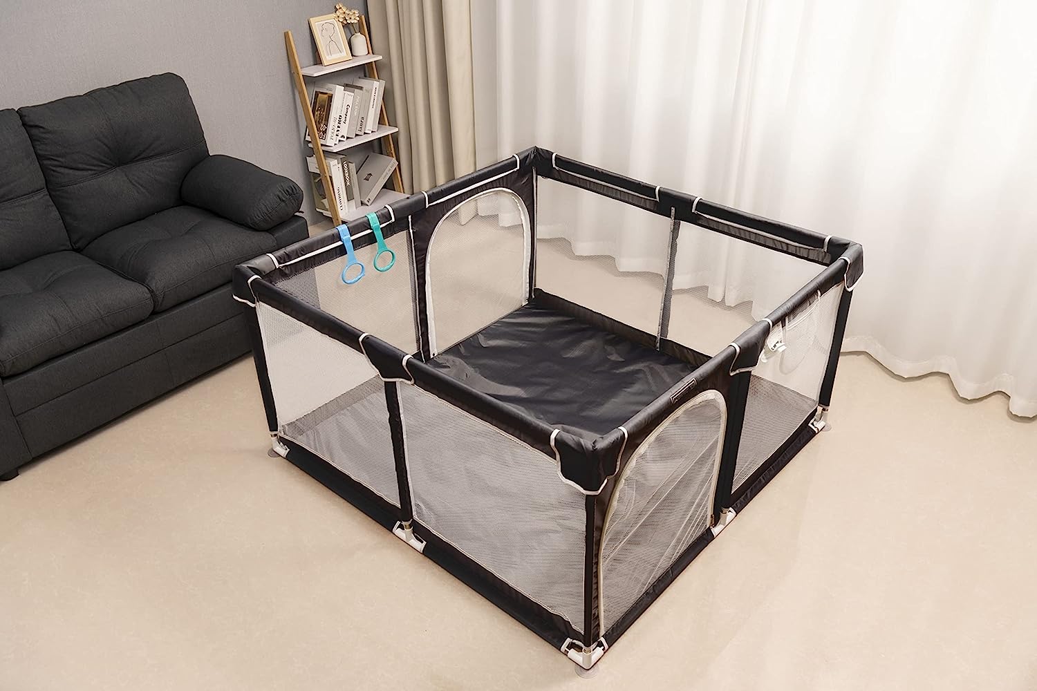 Baby Playpen 5050,Pack N Play,Playard,Baby Gate,Kids Activity Center,Playpen for Babies & Toddlers,Indoor Outdoor(Black)