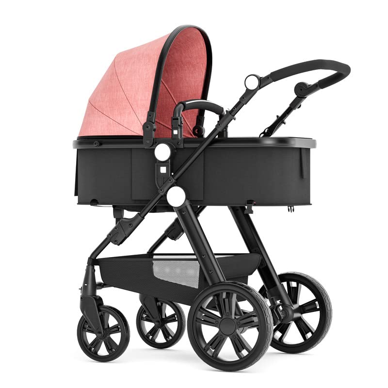 Baby Stroller Newborn Carriage Infant Reversible Bassinet to Luxury Toddler Vista Seat for Boy Girl Compact Single All Terrain Babies Pram Strollers Add Stroller Cover, Cup Holder, Net
