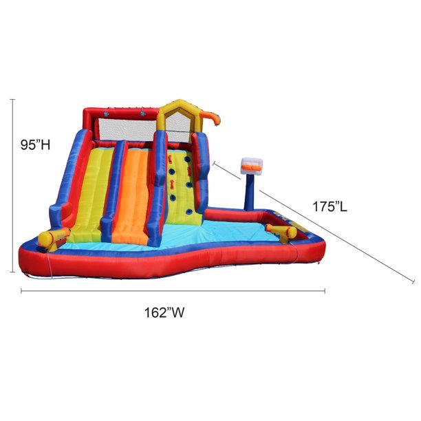 Banzai Twin Falls Giant Inflatable Water Park Bounce House - Two Water Slides & Climbing Wall - Outdoor Summer Fun For Kids & Families