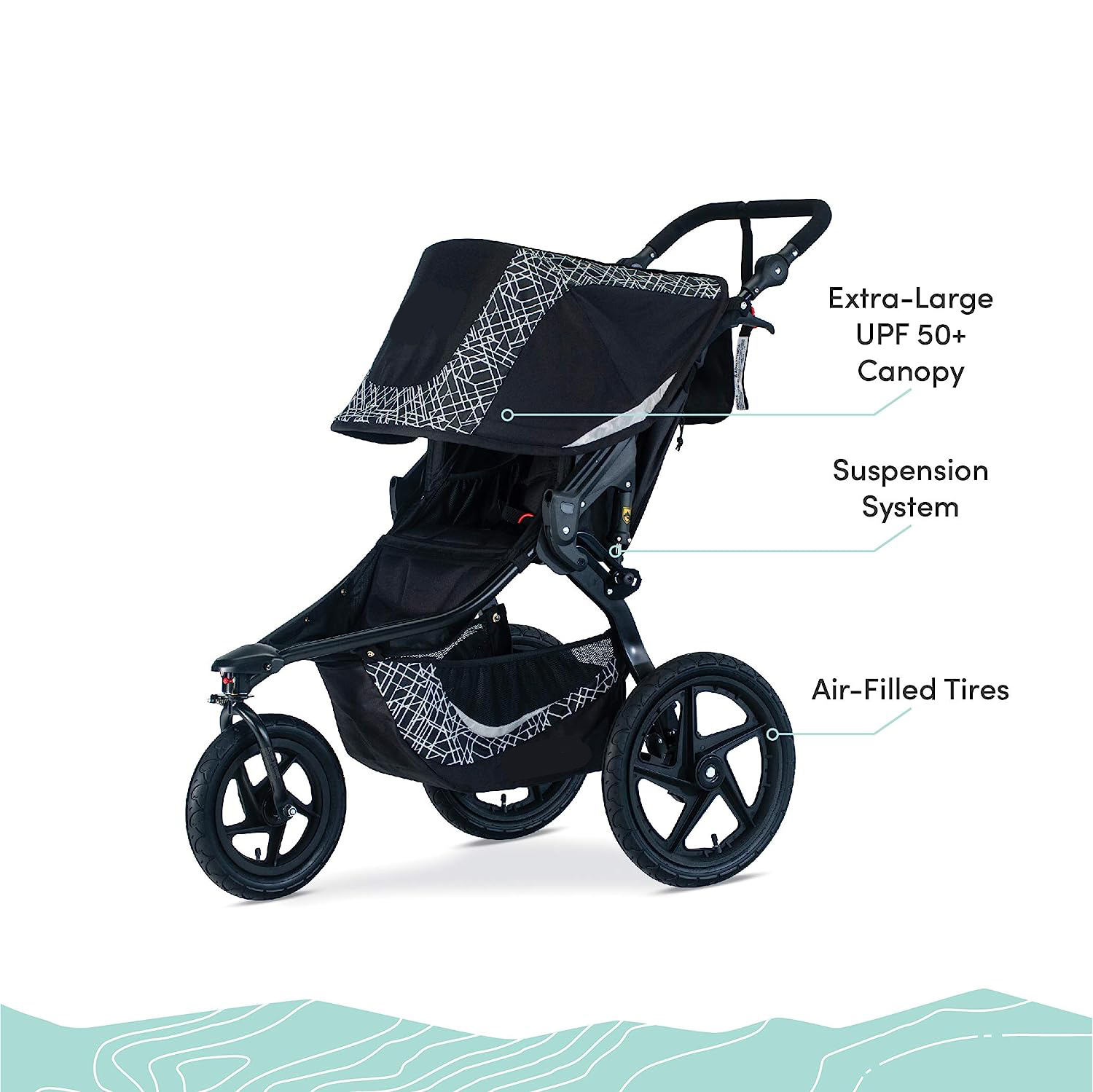 Gear Revolution Flex 3.0 Jogging Stroller, Lunar - Ultra-Reflective Accents