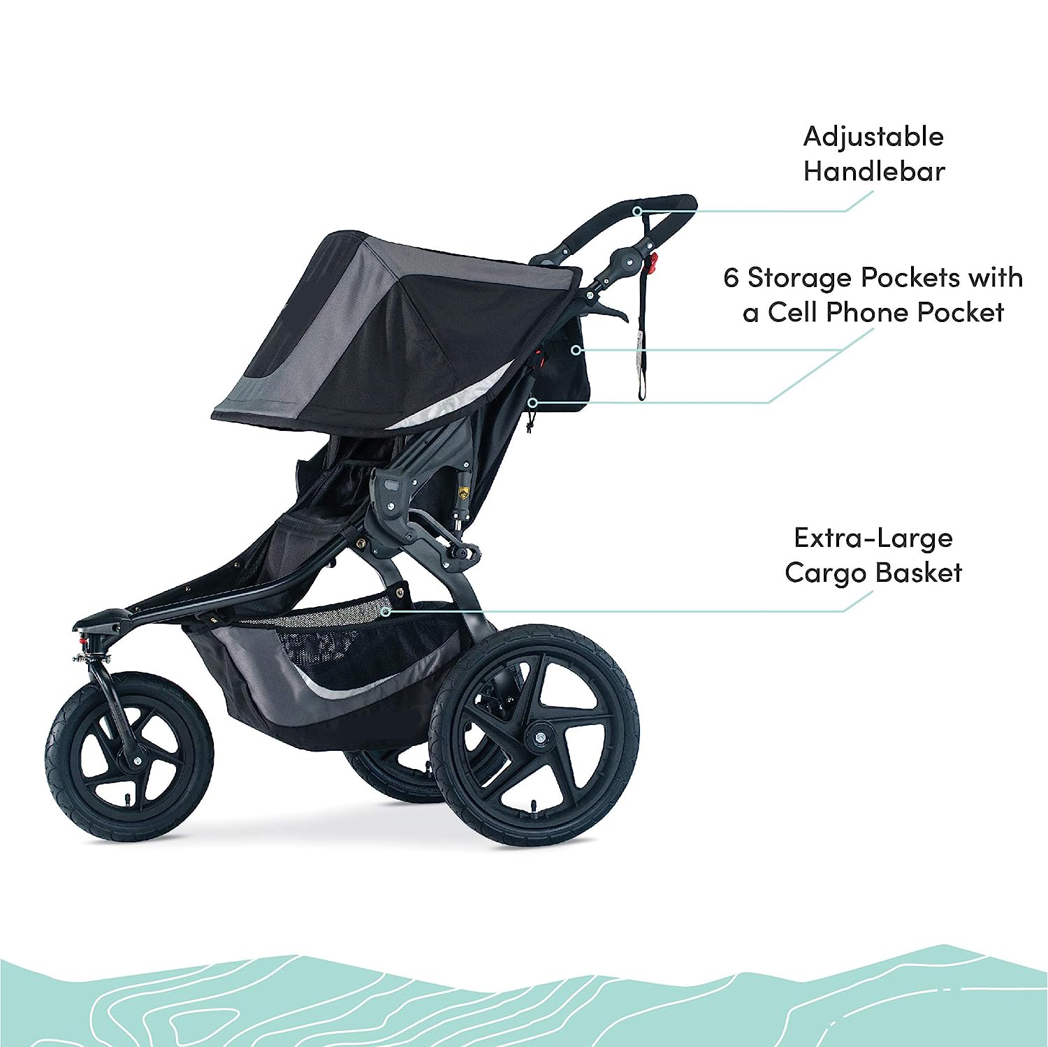 Gear Revolution Flex 3.0 Jogging Stroller, Lunar - Ultra-Reflective Accents