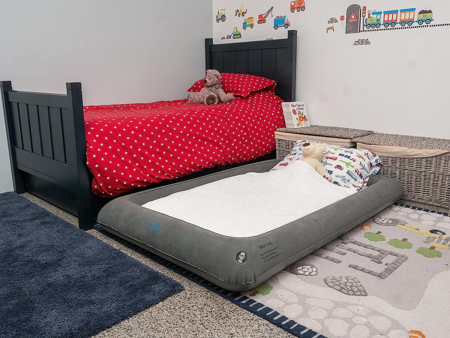 Inflatable Toddler Travel Bed - Kids Air Mattress - Portable Blow Up Bed for Children, Lightweight and Sturdy - Floor Beds and Mattresses for Youth, Durable Traveling Accessories for Toddlers