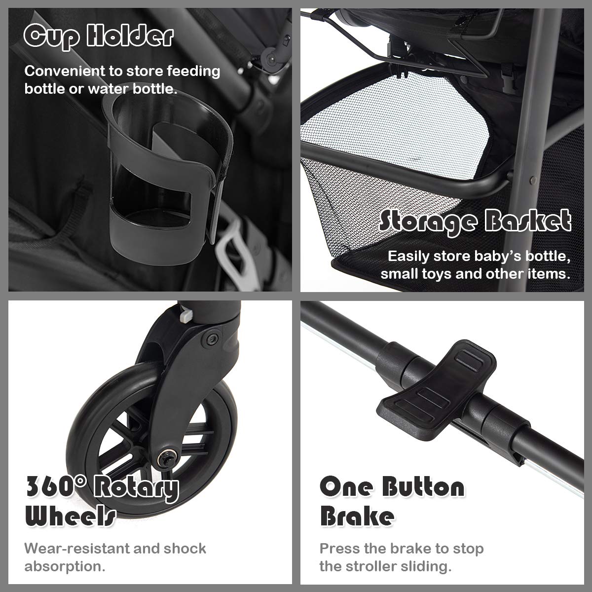 Baby Stroller, High Landscape Convertible Infant Bassinet Stroller, Adjustable Canopy & Backrest, Storage Basket, Cup Holder, Foldable Newborn Carriage Pram Stroller Pink)