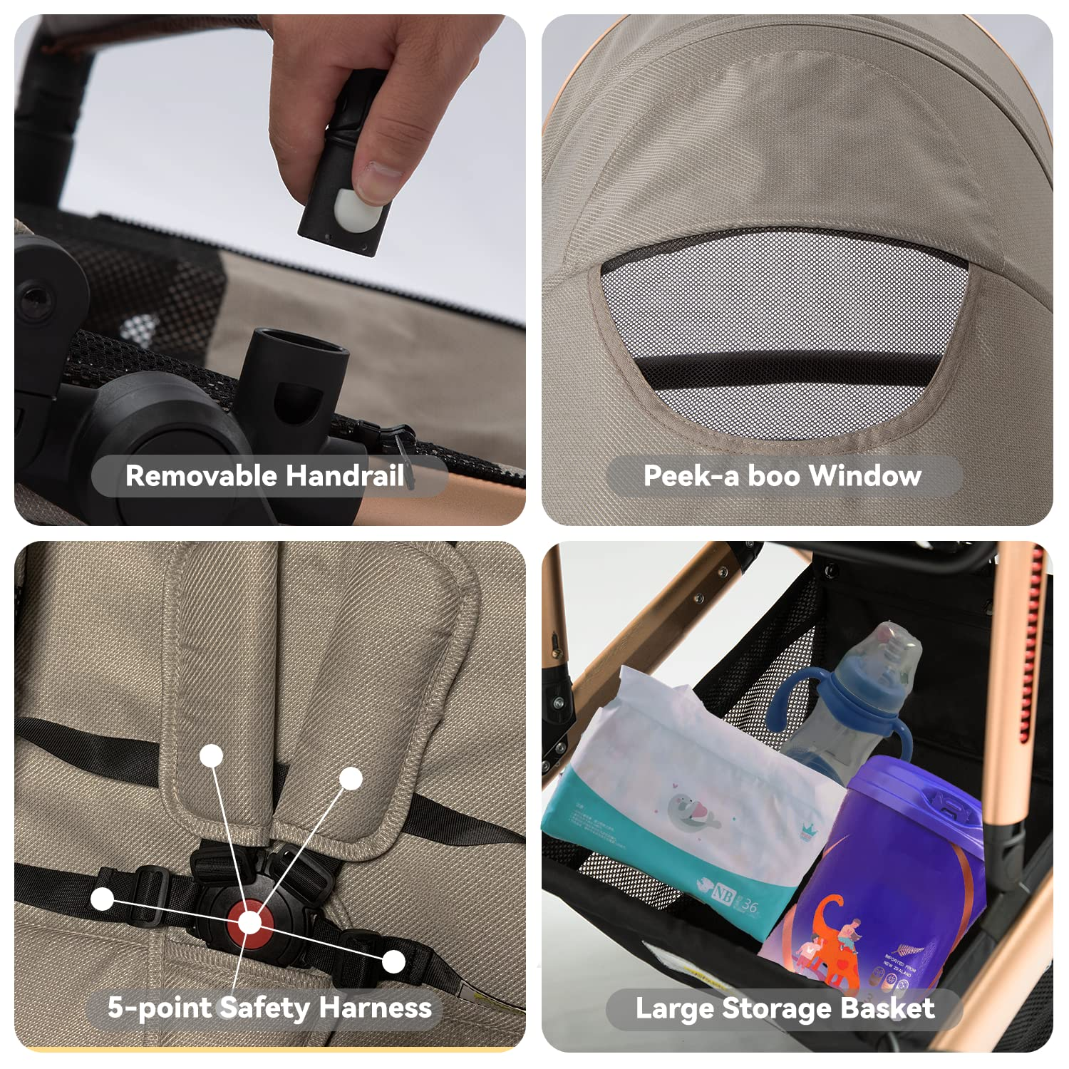 Baby Stroller - 2 in 1 High Landscape Convertible Stroller with Reversible Seat | Foldable Aluminum Alloy Pram Anti-Shock Toddler Pushchair Strollers for 0-36 Months Babies