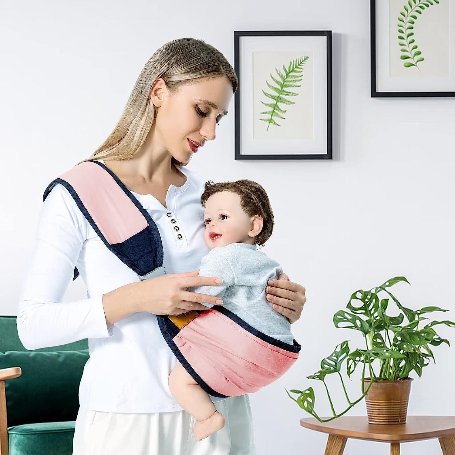 Baby Sling Carrier Newborn to Toddler, Lightweight Baby Carrier Sling, Baby Wrap Sling, Baby Hip Seat Carrier for Toddler Sling, Baby Holder Carrier, Nursing Sling, Carrying 7-45 lbs, Grey
