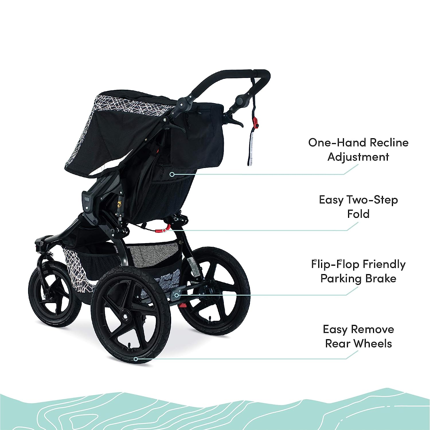 Gear Revolution Flex 3.0 Jogging Stroller, Lunar - Ultra-Reflective Accents