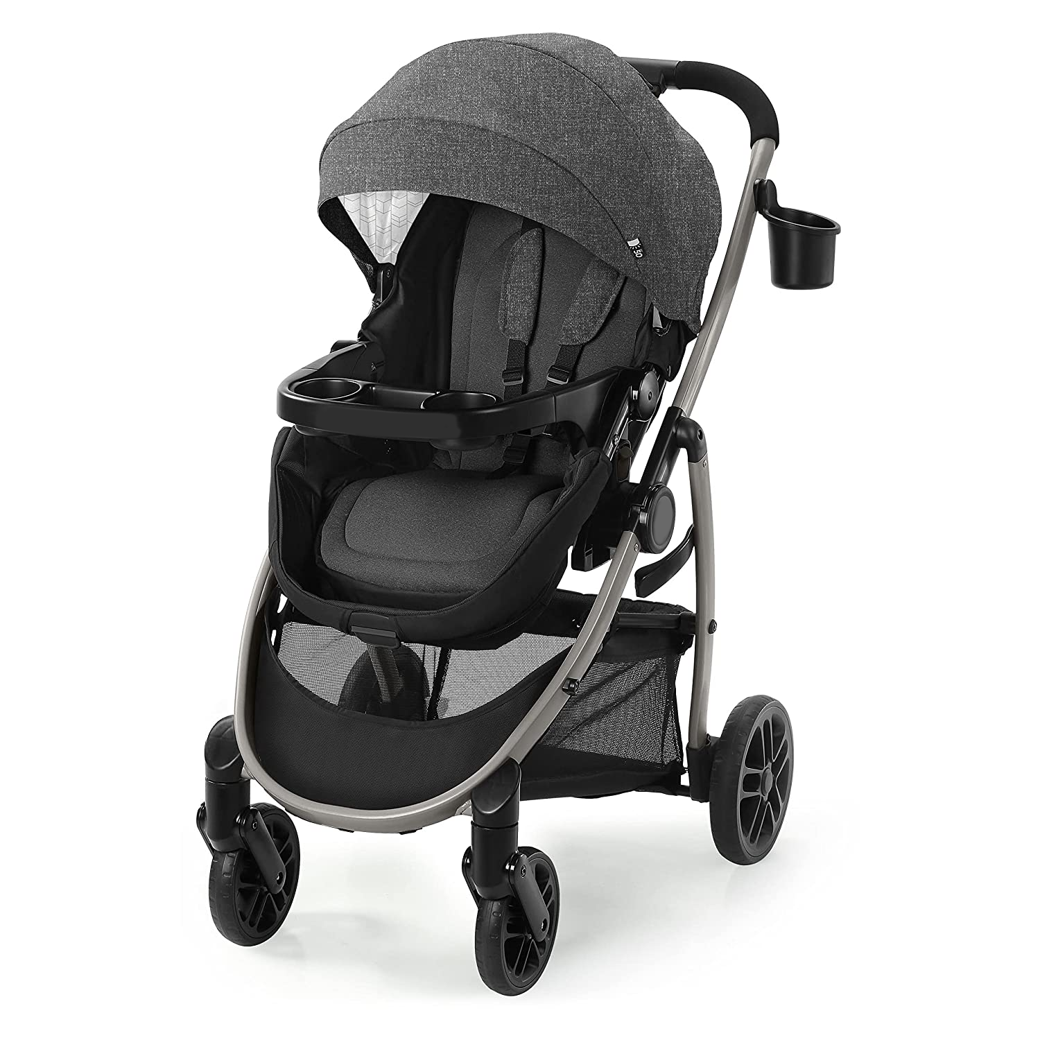 Modes Pramette Stroller, Baby Stroller with True Pram Mode, Reversible Seat, One Hand Fold, Extra Storage, Child Tray, Pierce