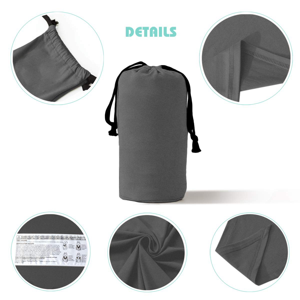 Baby Wrap Carrier,Hands Free Baby Carrier Sling,Lightweight,Breathable,Softness,Perfect for Newborn Infants and Babies Shower Gift,Black