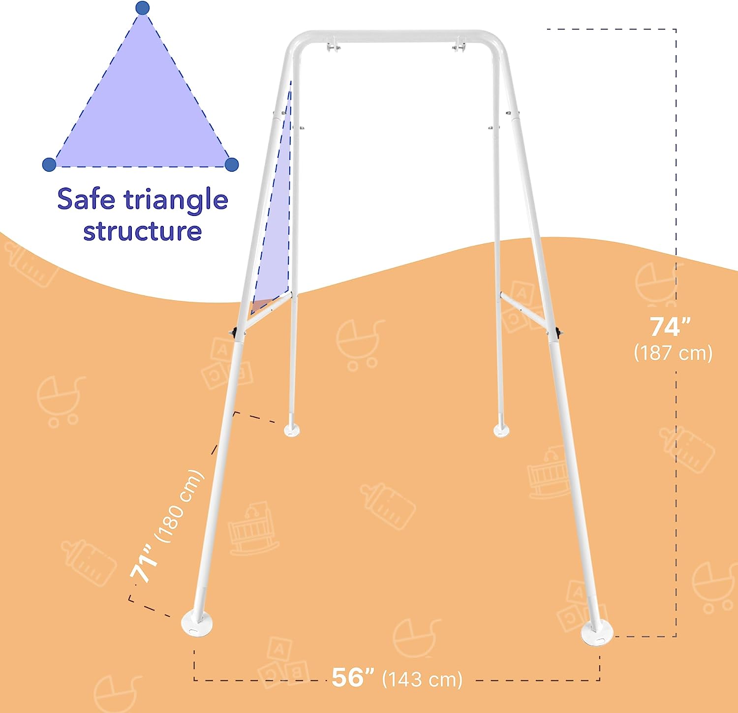 Canvas Baby Swing, Wooden Hanging Swing Seat Chair with Safety Belt, Durable Baby Hammock Chair, Outdoor and Indoor Swing for Kids, Mounting Hardware Included, Ivory