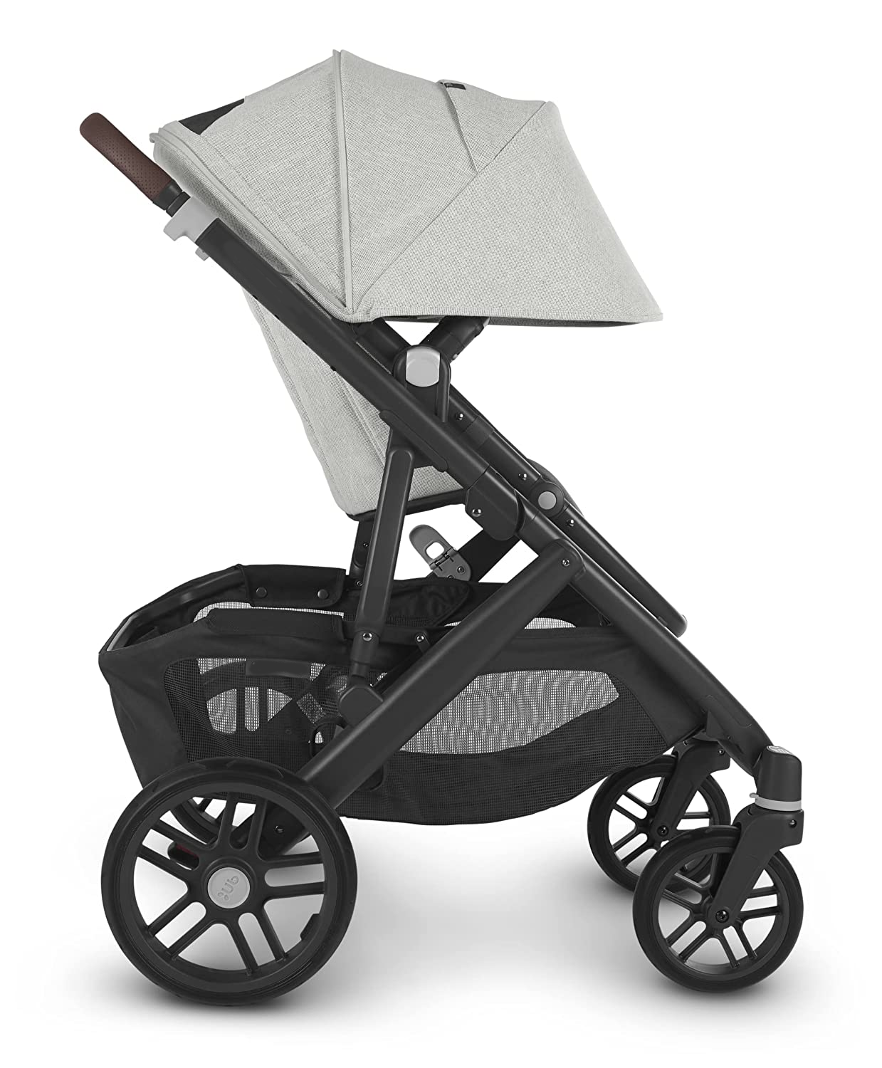 Stroller - Anthony (White and Grey Chenille/Carbon/Chestnut Leather)