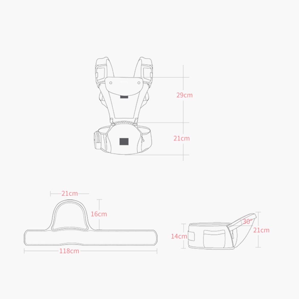 Baby Carrier Newborn to Toddler Baby Hip Carrier with Head Hood,Waist Extender & 3 Pieces Teething Pads (Grey)