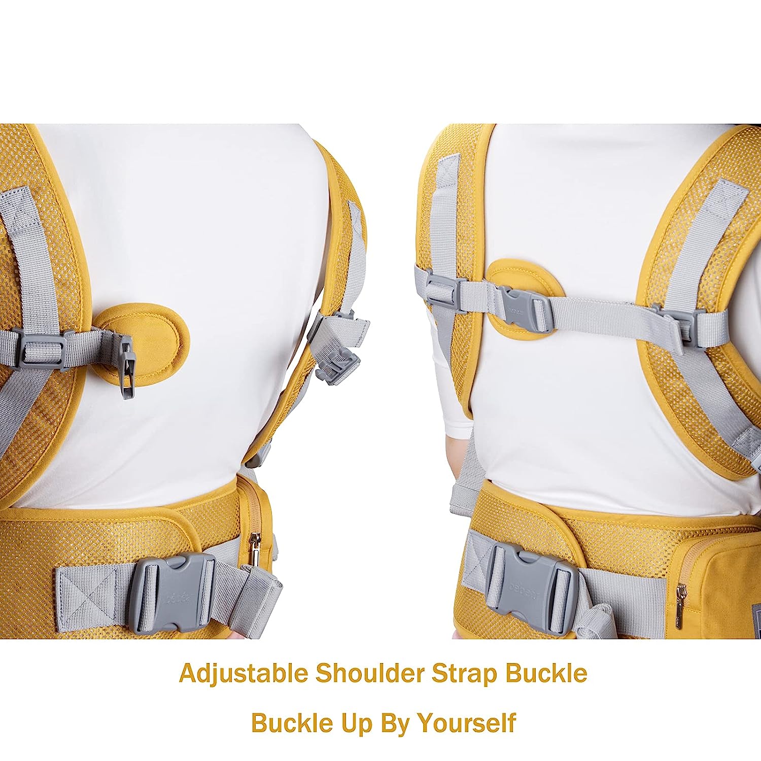 Baby Carrier Newborn to Toddler Baby Hip Carrier with Head Hood,Waist Extender & 3 Pieces Teething Pads (Grey)