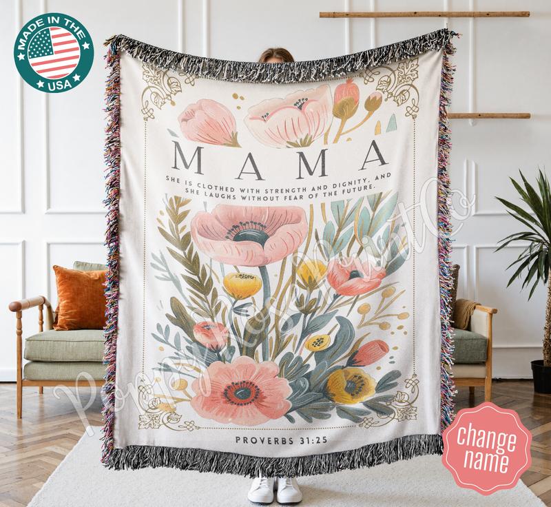 Mom Woven Blanket, Mothers Day Gift