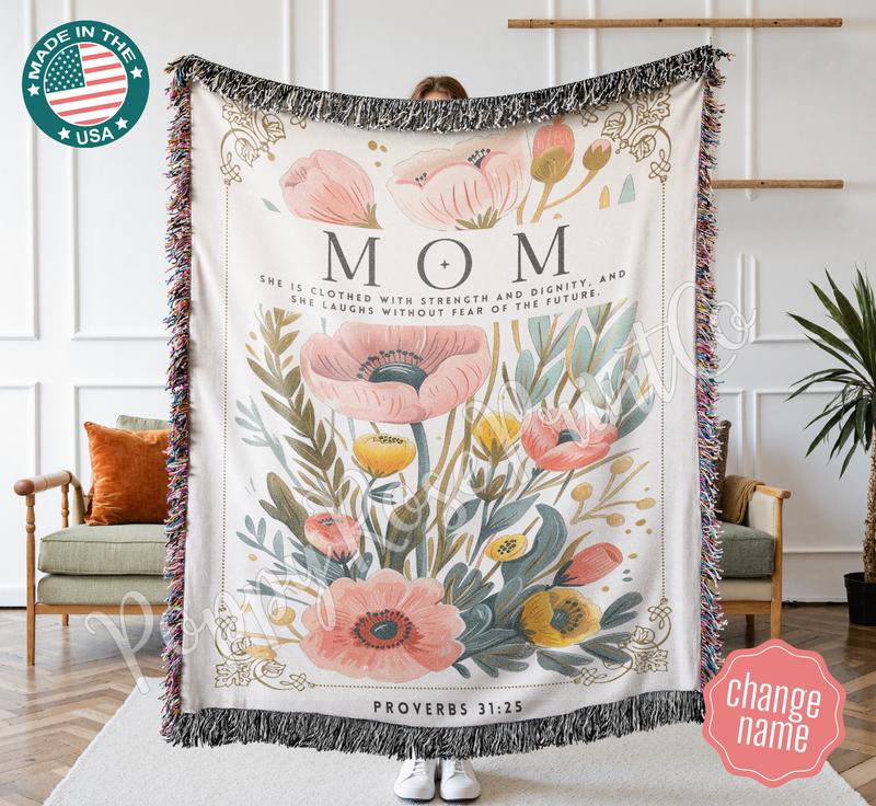 Mom Woven Blanket, Mothers Day Gift