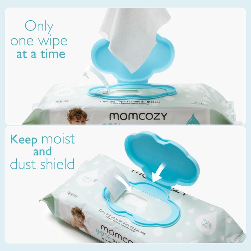 Water Wipes for Baby, Momcozy Water Wipes-Extra Large Size Design, Cleansing & Moisturizing Kid Wipes, Baby Stuff Girl Boy Items Unscented Infant Wipe Portable Mother Mom Gift Convenient Travel Gifts Momcozywipes Safe Baby Wipe Sensitive Skin Baby Wi