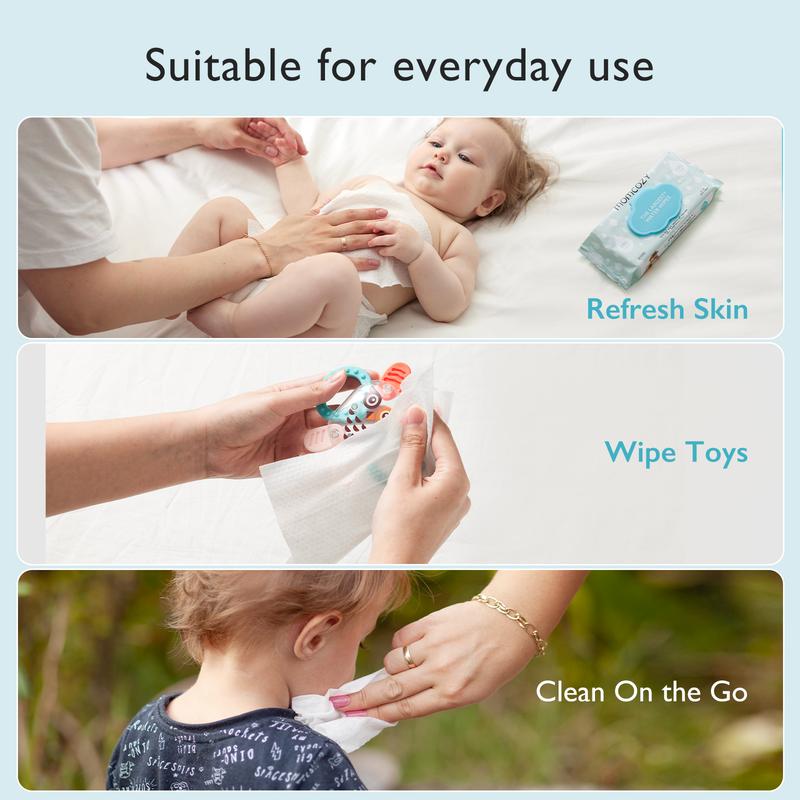 Water Wipes for Baby, Momcozy Water Wipes-Extra Large Size Design, Cleansing & Moisturizing Kid Wipes, Baby Stuff Girl Boy Items Unscented Infant Wipe Portable Mother Mom Gift Convenient Travel Gifts Momcozywipes Safe Baby Wipe Sensitive Skin Baby Wi