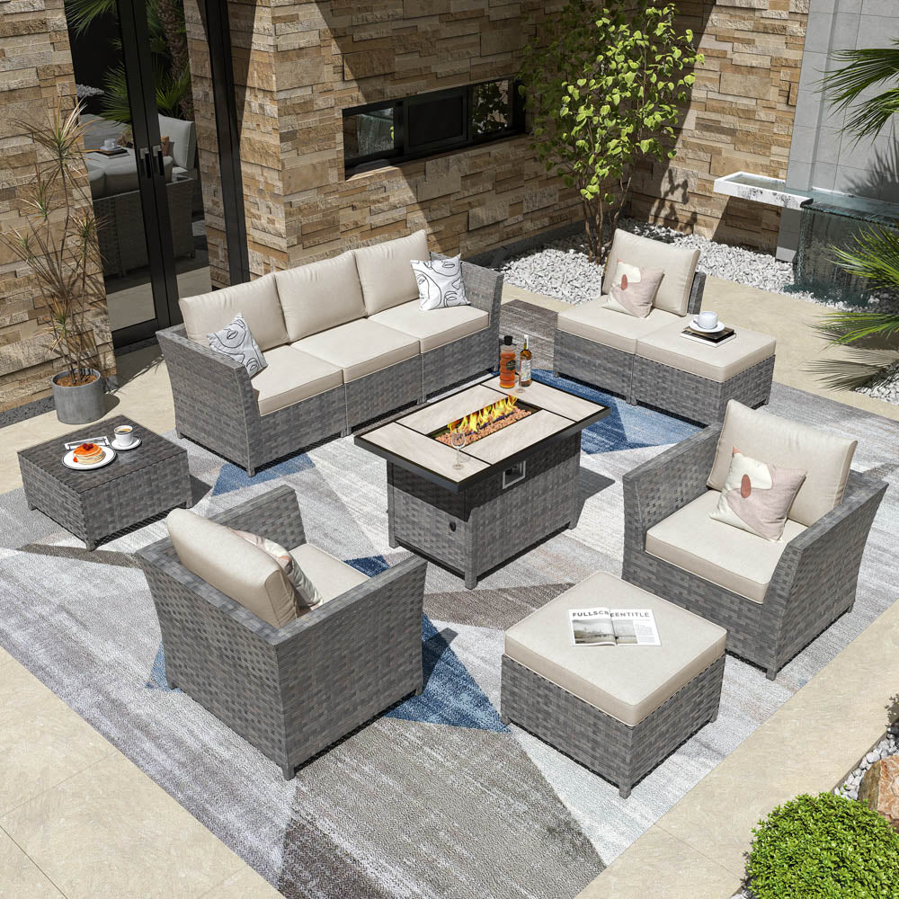 Ovios New Rimaru Series Patio Furniture Set 10-Piece include 42