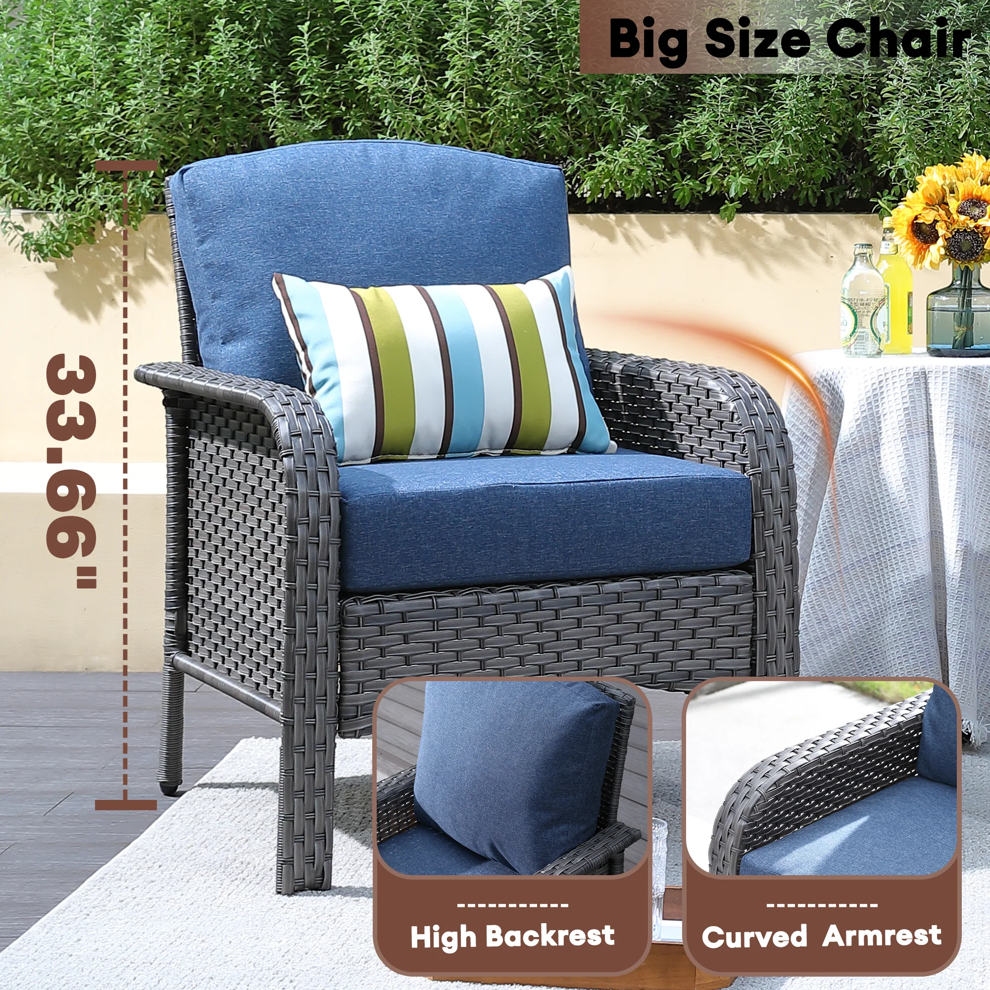 Ovios Patio Furniture Set New August 4 Piece High Back All Weather PE Wicker
