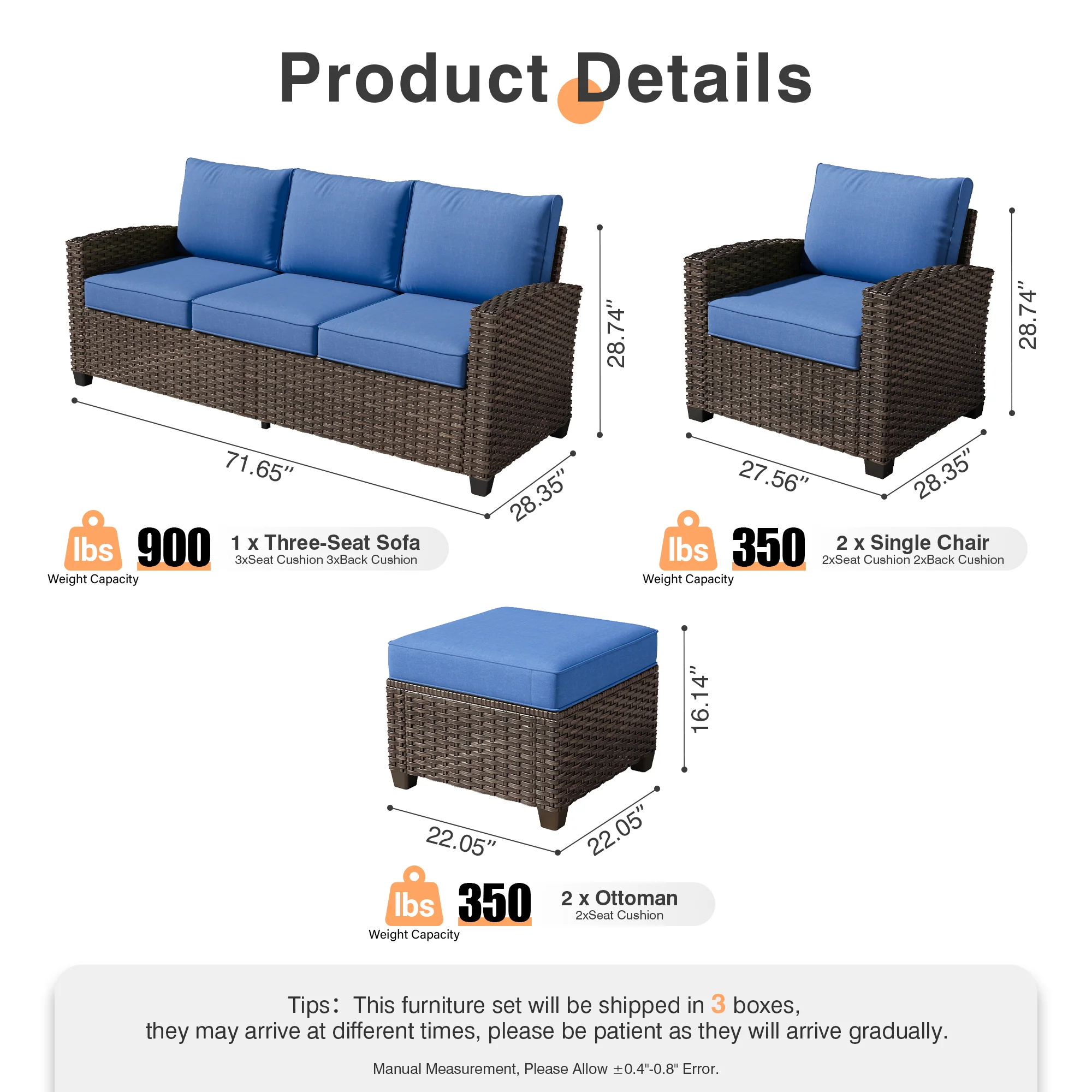 Ovios PRS Series Patio Conversation 5-Piece Set