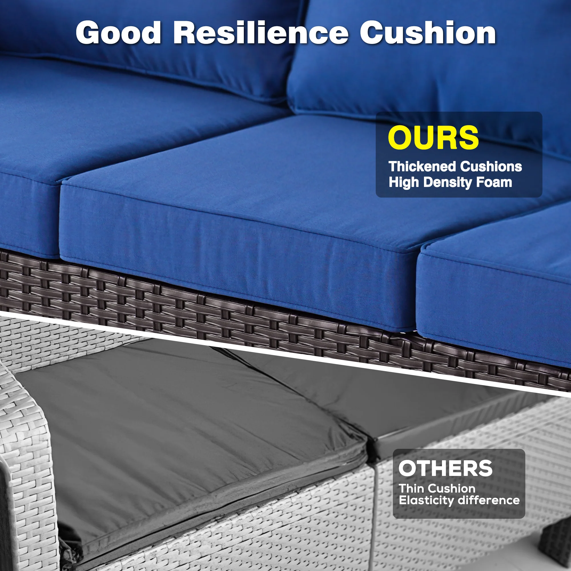 Ovios Patio Kenard 5-Piece Conversation Set with 30'' Fire Pit Table and Loveseat