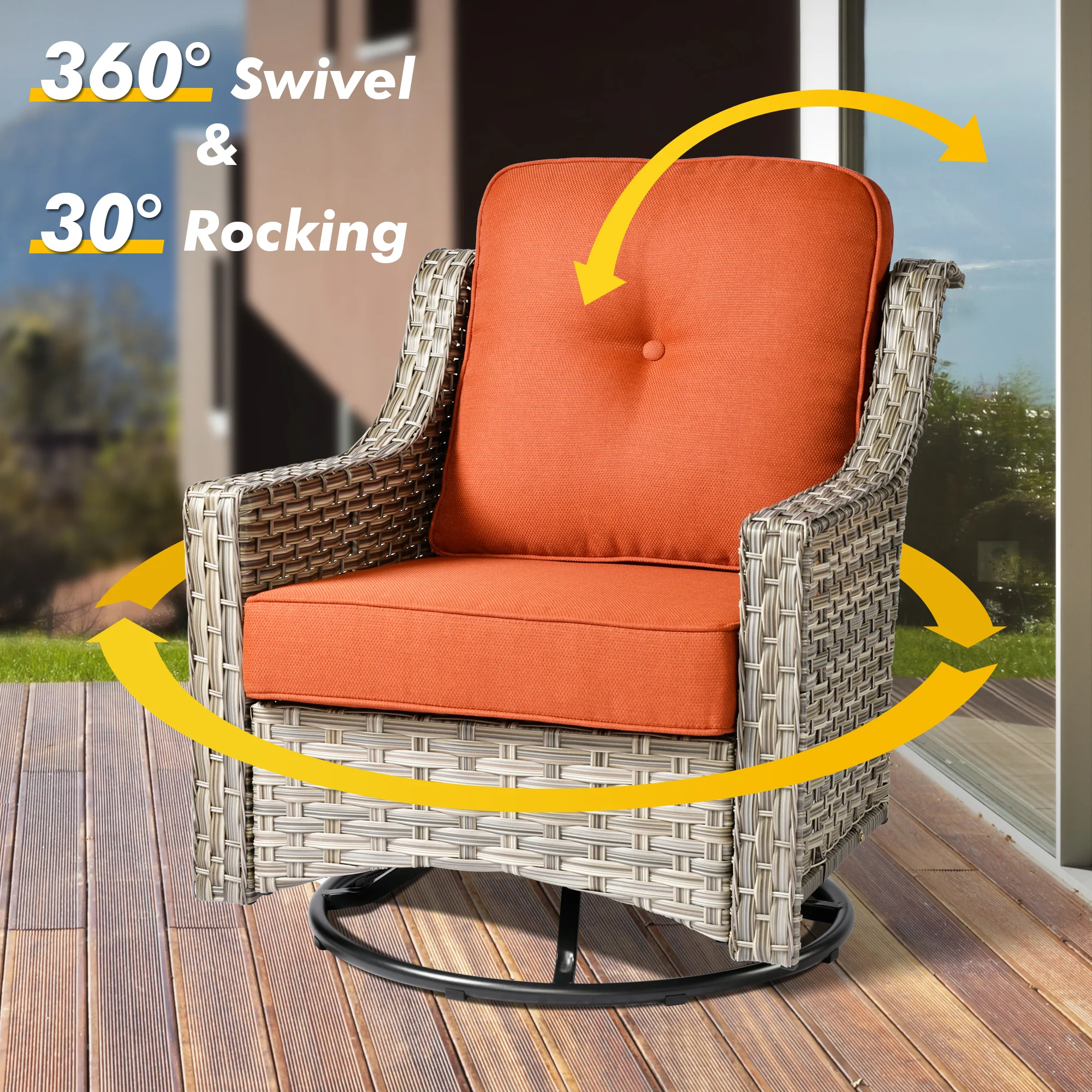 Ovios Conversation Set 5-Piece PAD Series include Rocking Chair & 47